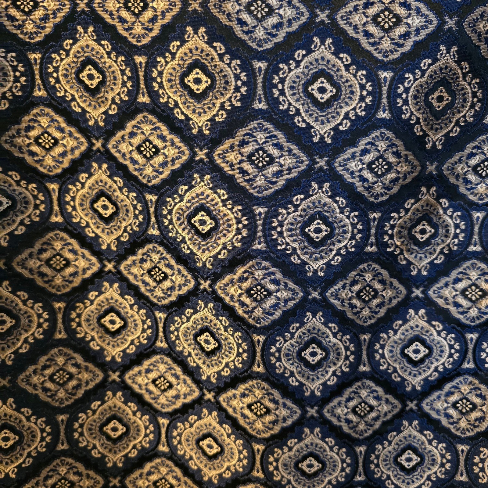 Jonathan Martin Vintage Brocade 2 Piece Set Crop Top Mini Skirt Navy Gold Sz 13
