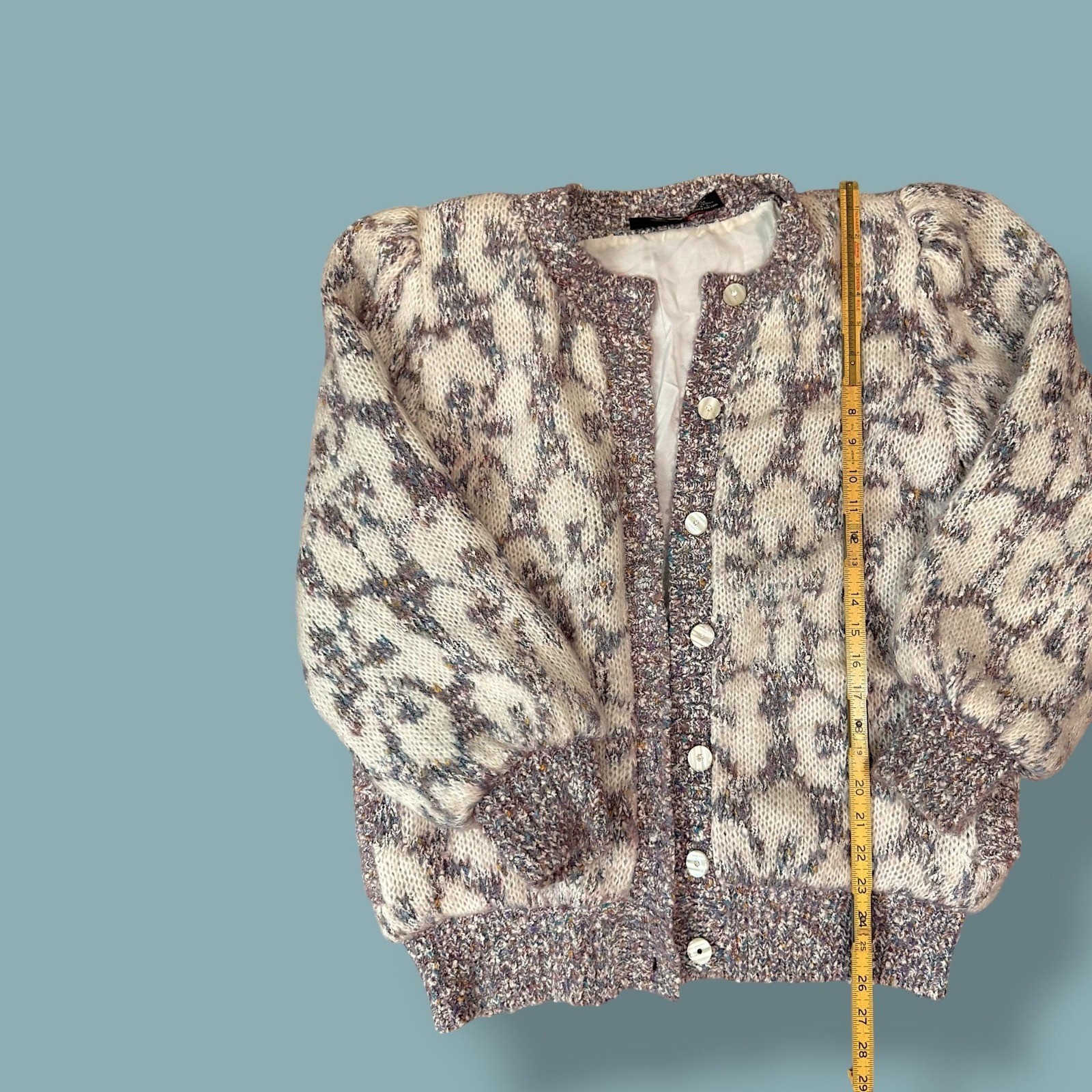 Vintage 80’s Rochelle California Chunky Floral Cardigan atomic Fleck Grandmacore