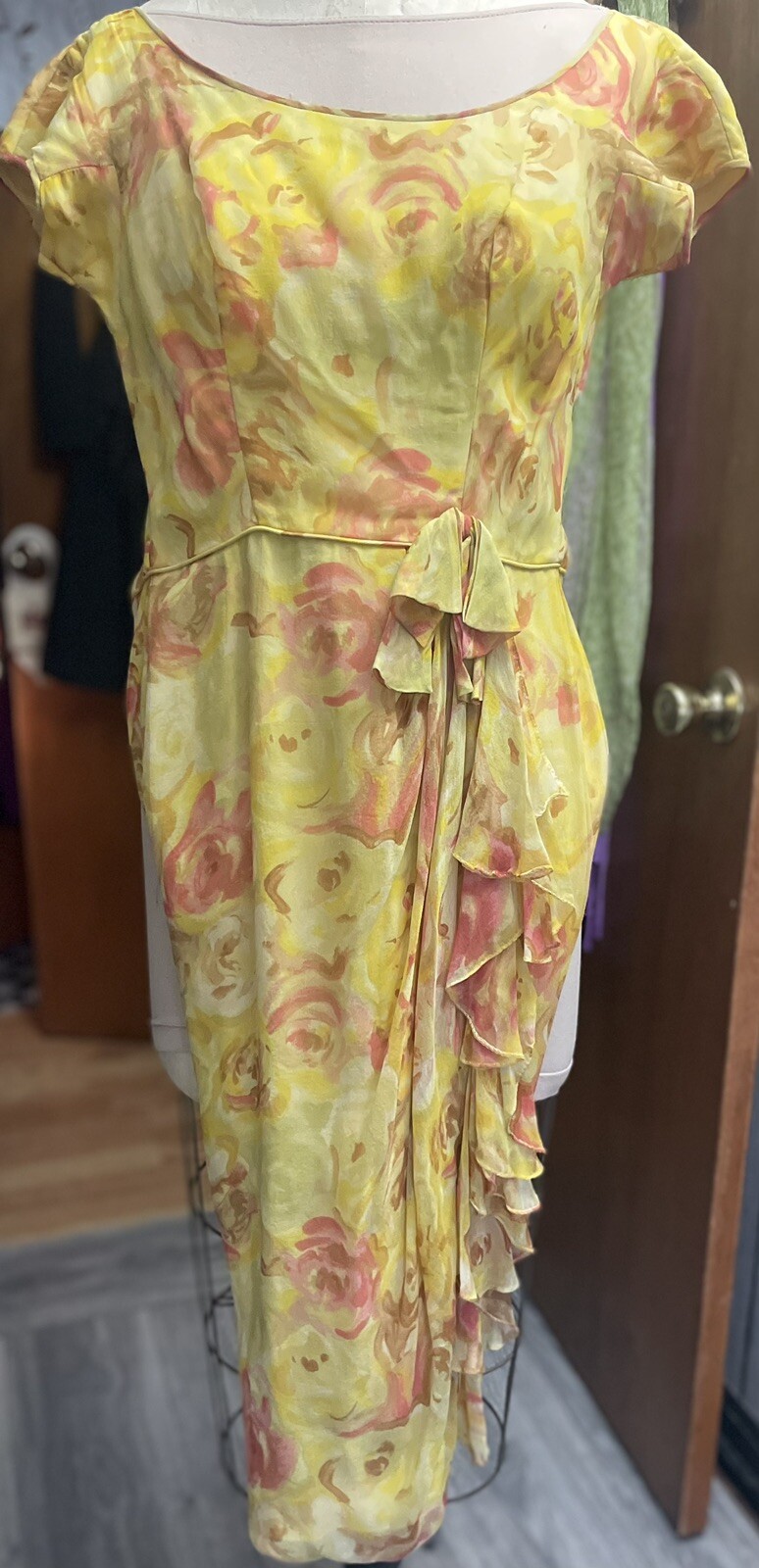 Vintage floral print silk dress in 2