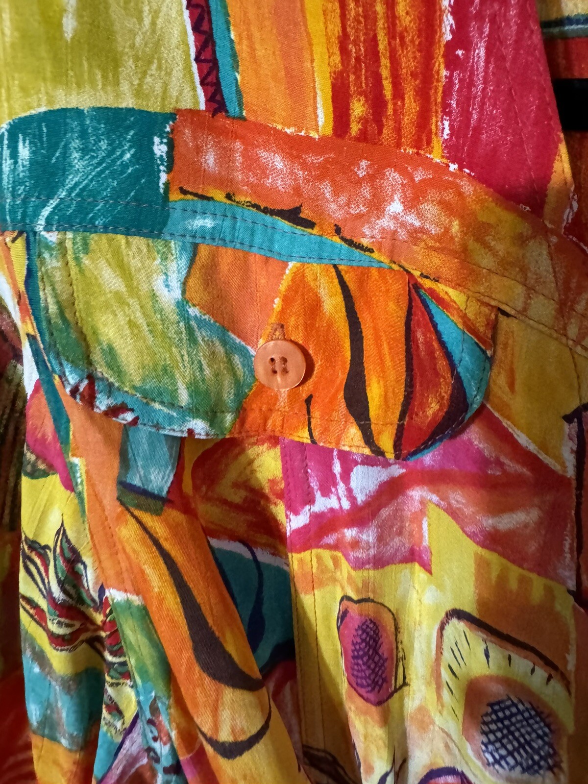 1980s 1990s Resort Wear Print Colorful Retro Dress by George Georgiou Medium