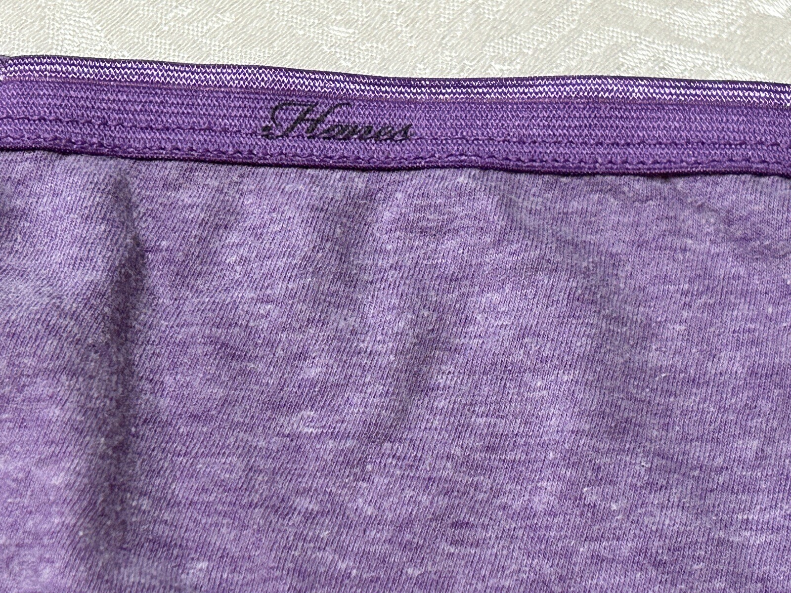 Vtg HANES Cotton Blend Signature Waistband 7/L Purple Heather Brief Panties