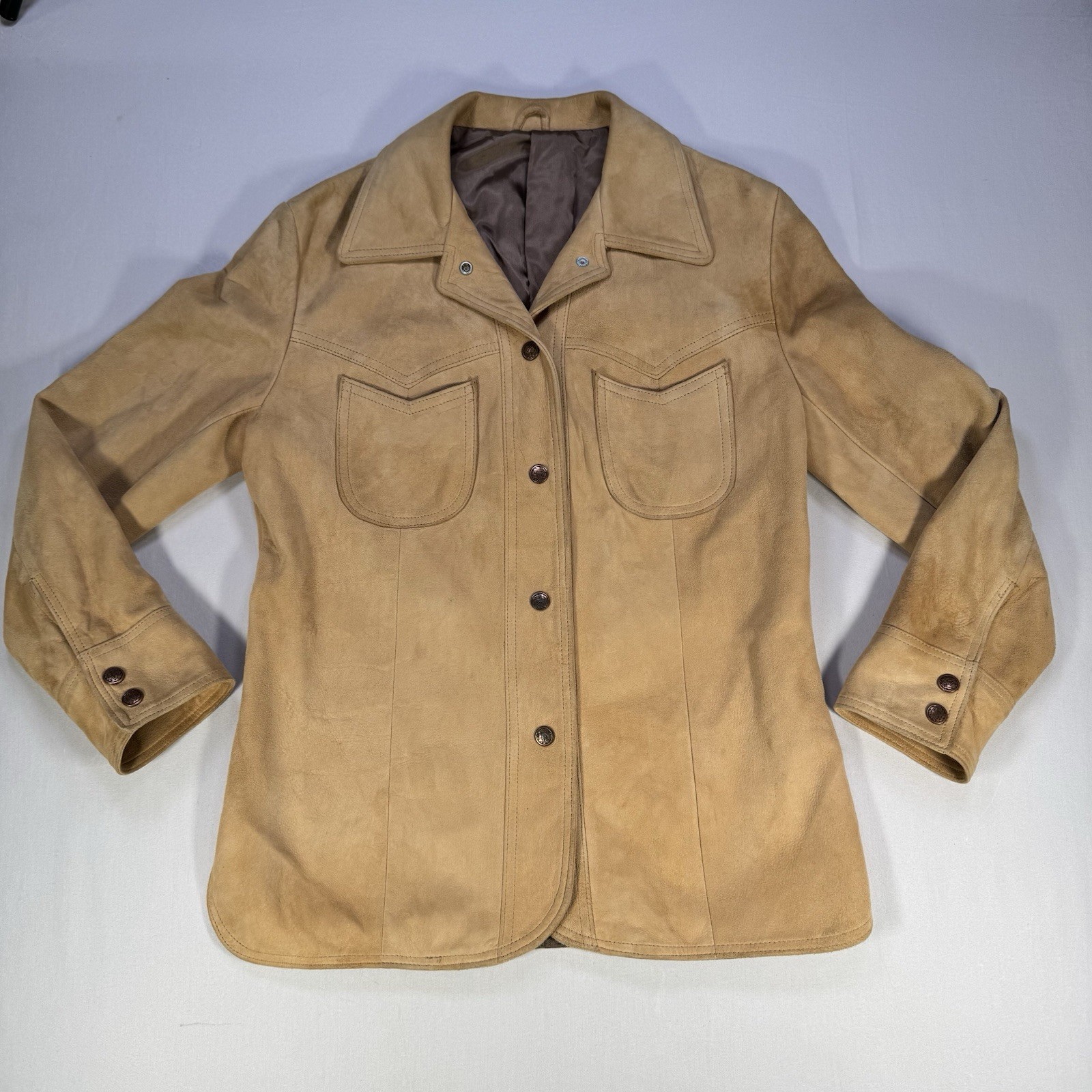 1970s Vintage New England Sportswear Co Suede Jacket Women’s 10 USA Tan