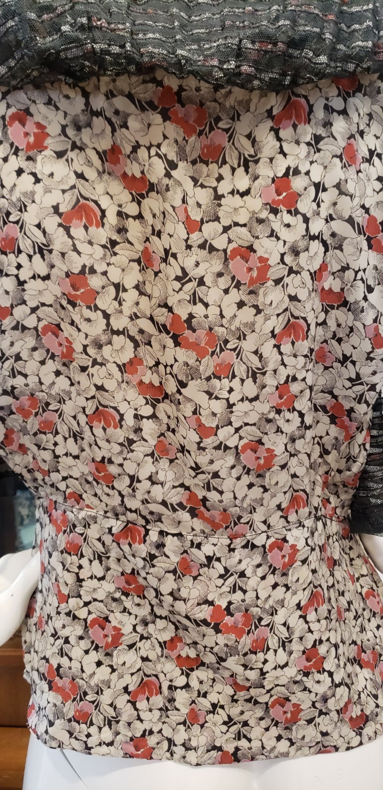 Vintage 1930s Floral Fishnet Caplet Rayon Top Blouse