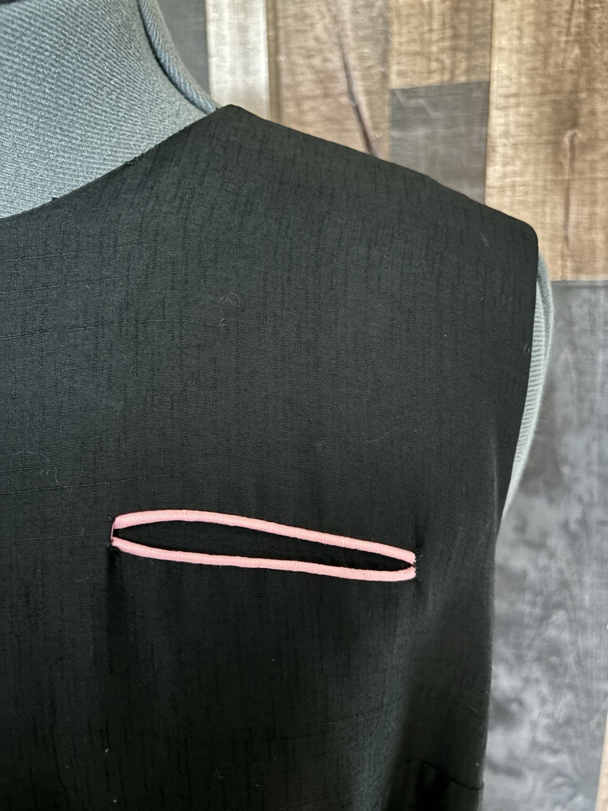 VTG 60s 70s Handmade Black Silk Shantung Shift Dress Minimalist Belted M/L