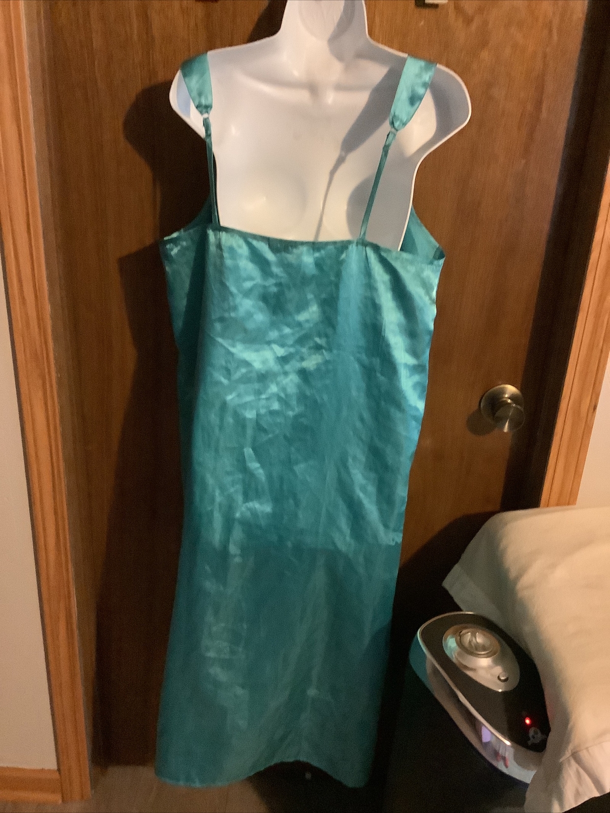 Vintage Midnight Velvet Teal Silky Nightgown Women’s Large