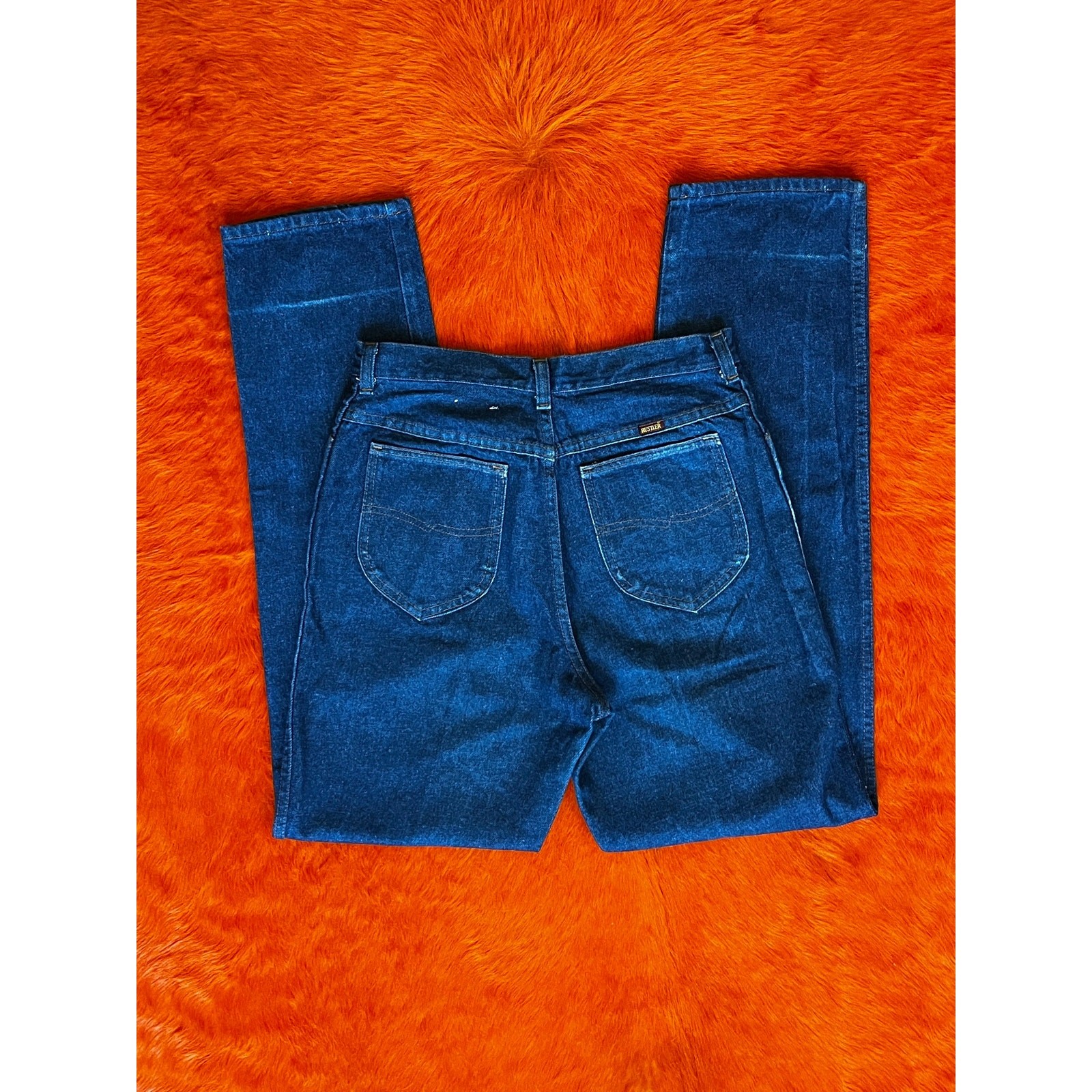 Vintage 70s Rustler Jeans | Dark Wash High Rise Straight Leg Cowboy Fit | W30