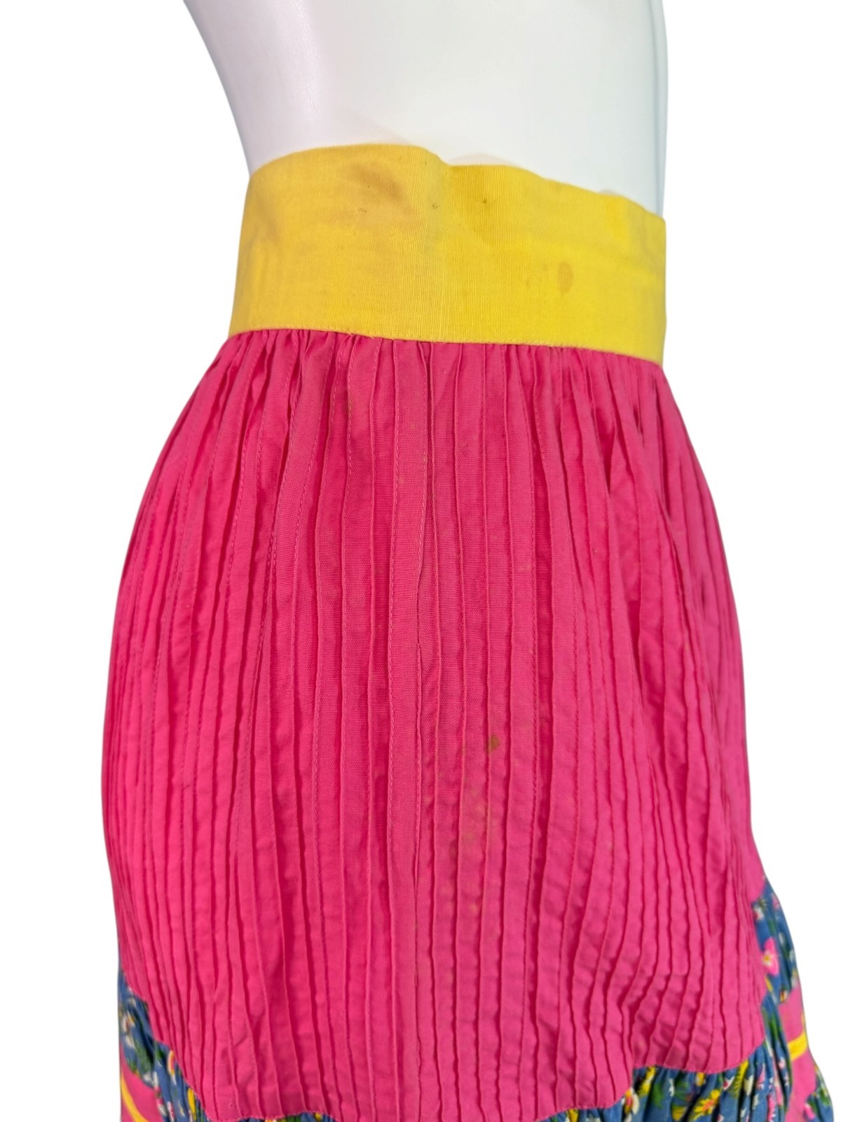 Georgia Charuhas Vintage 1970’s Folkloric Mexican Skirt Pink & Blue Floral Sz 10