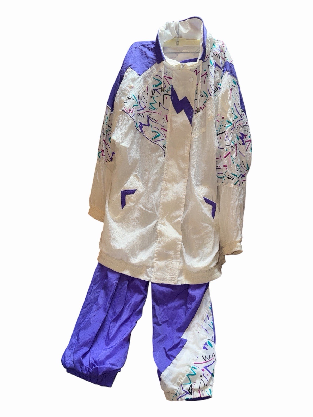 Vintage 80s Retro Jazz Design Parka Set Size Large Womens Baggy Oversize