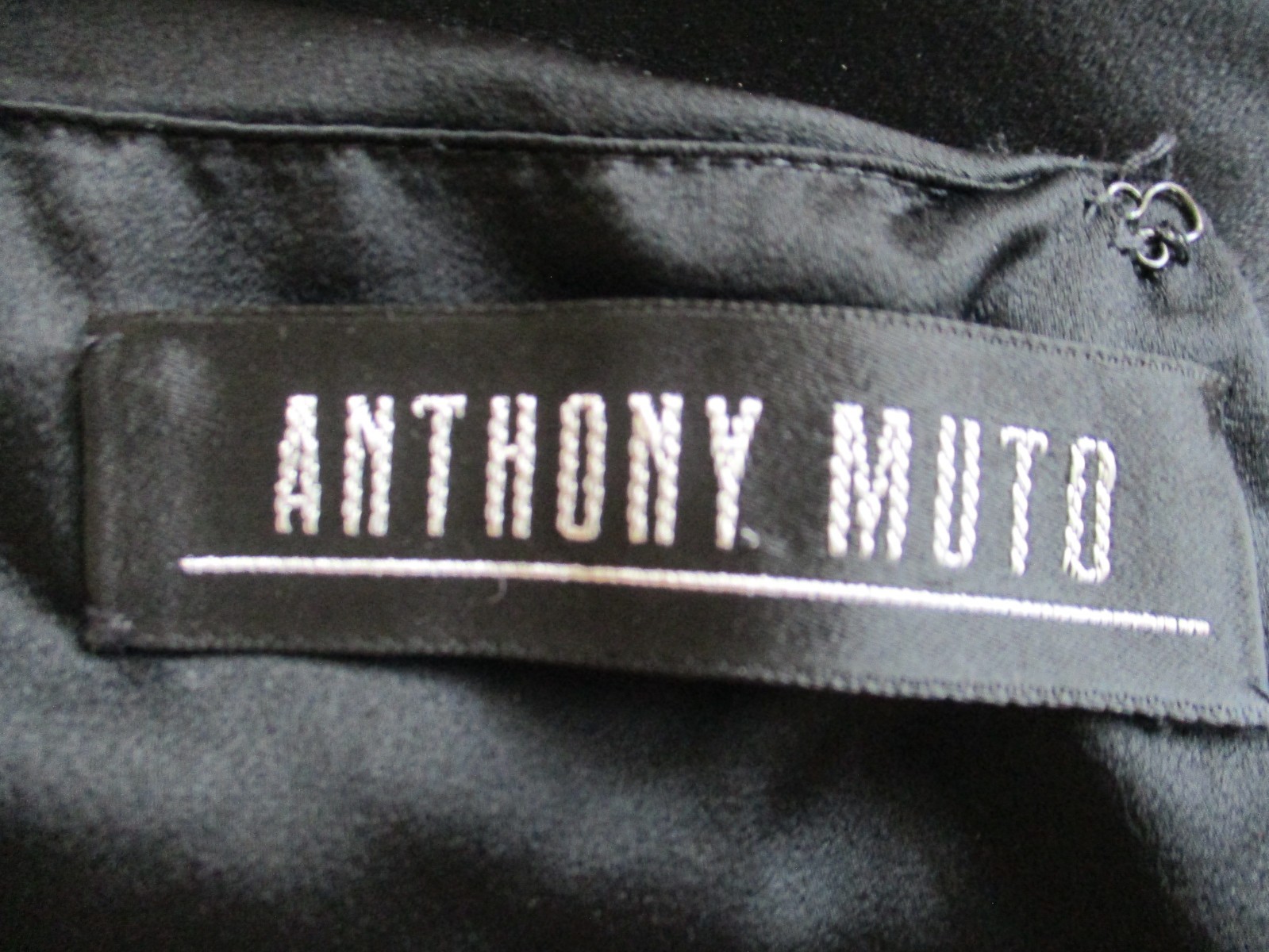 Vintage Anthony Muto Evening Gown Dress XS Women Black Satin Strapless