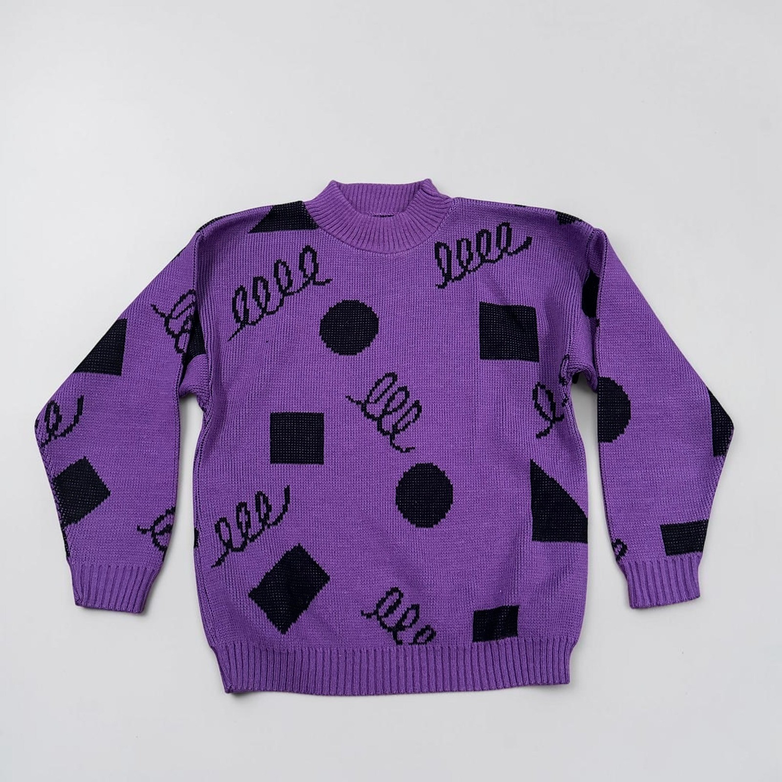 International Stefano Sportswear Vintage 80s Geometric Purple Knit Sweater Large