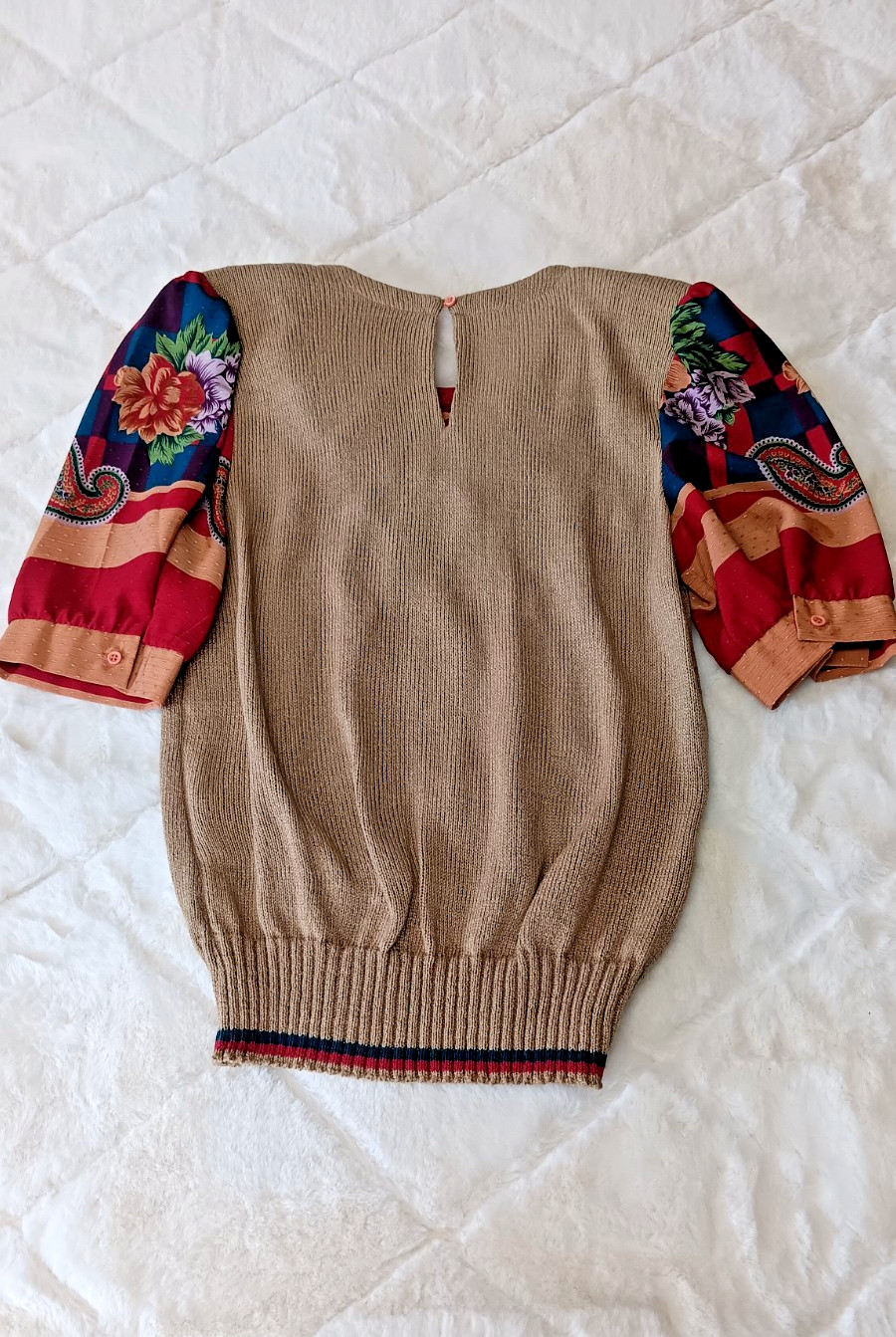 Leslie Fay VTG 2 Piece Set floral Paisley Skirt Knit Blouse Cowl Neck Size 16