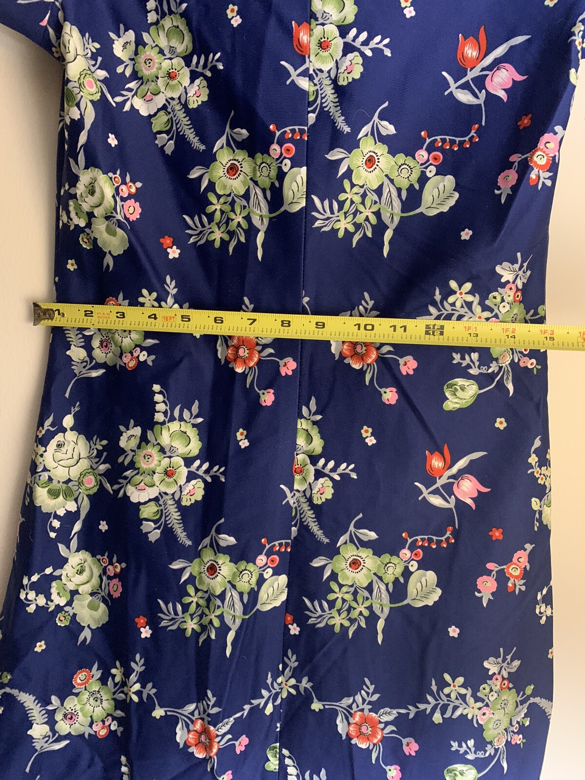 Vintage Late 60’s Early 70’s Handmade Mini Dress Dark Blue Floral Print
