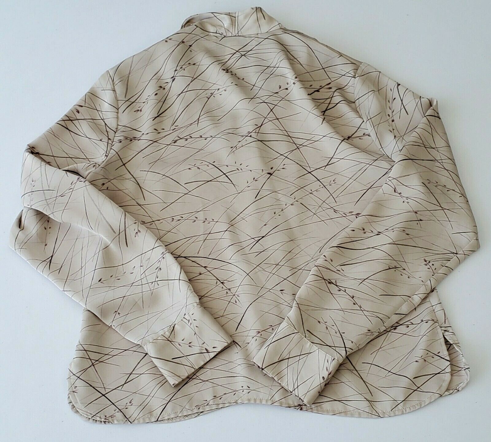 Vintage Women’s JONES WEAR 1980’s Abstract Brown Button Down Career Blouse SZ 10