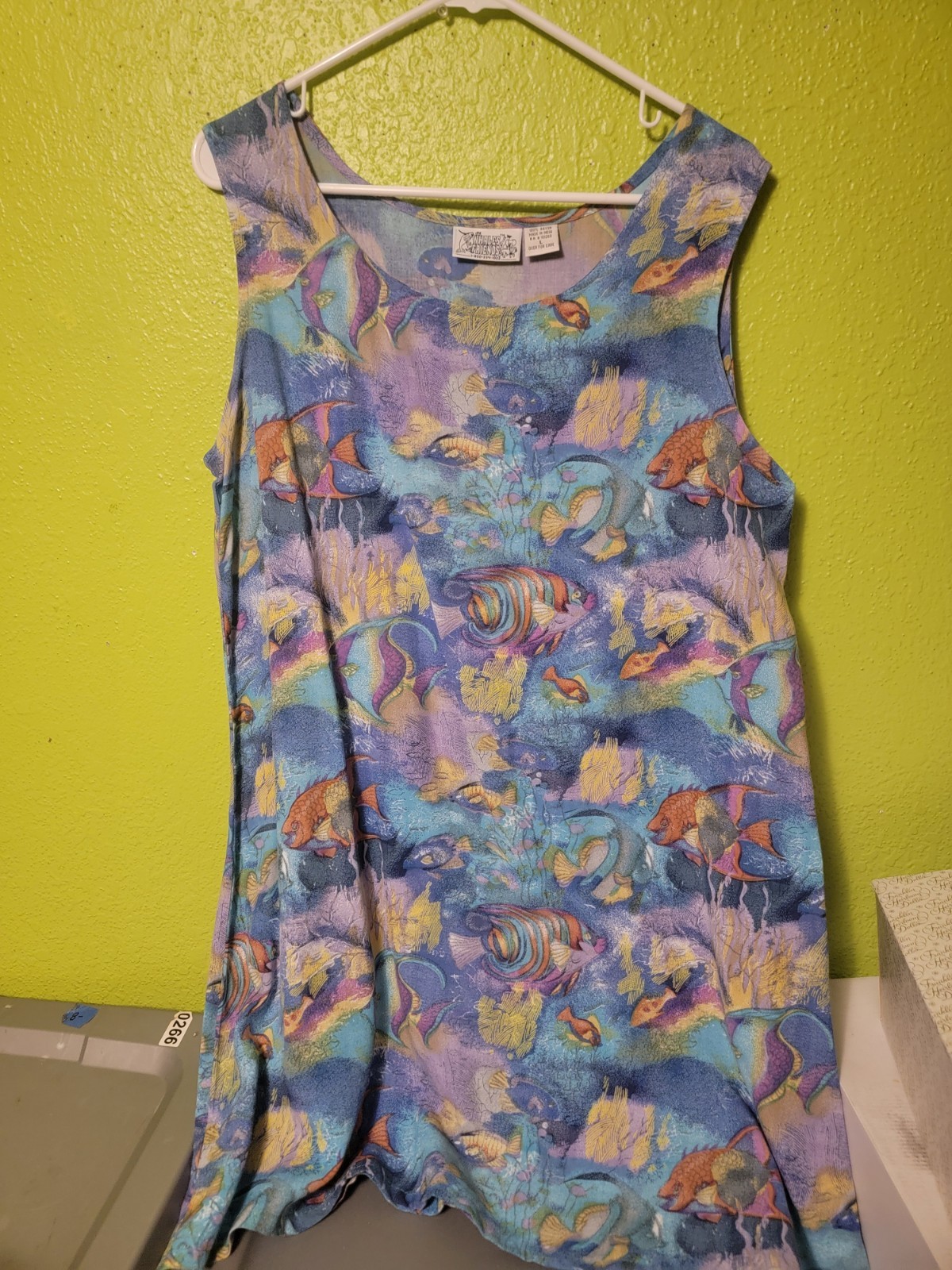 Vintage HTF Womens Dress Top AOP Whales Friends Aquatic Ocean Sea Life Rare Fish