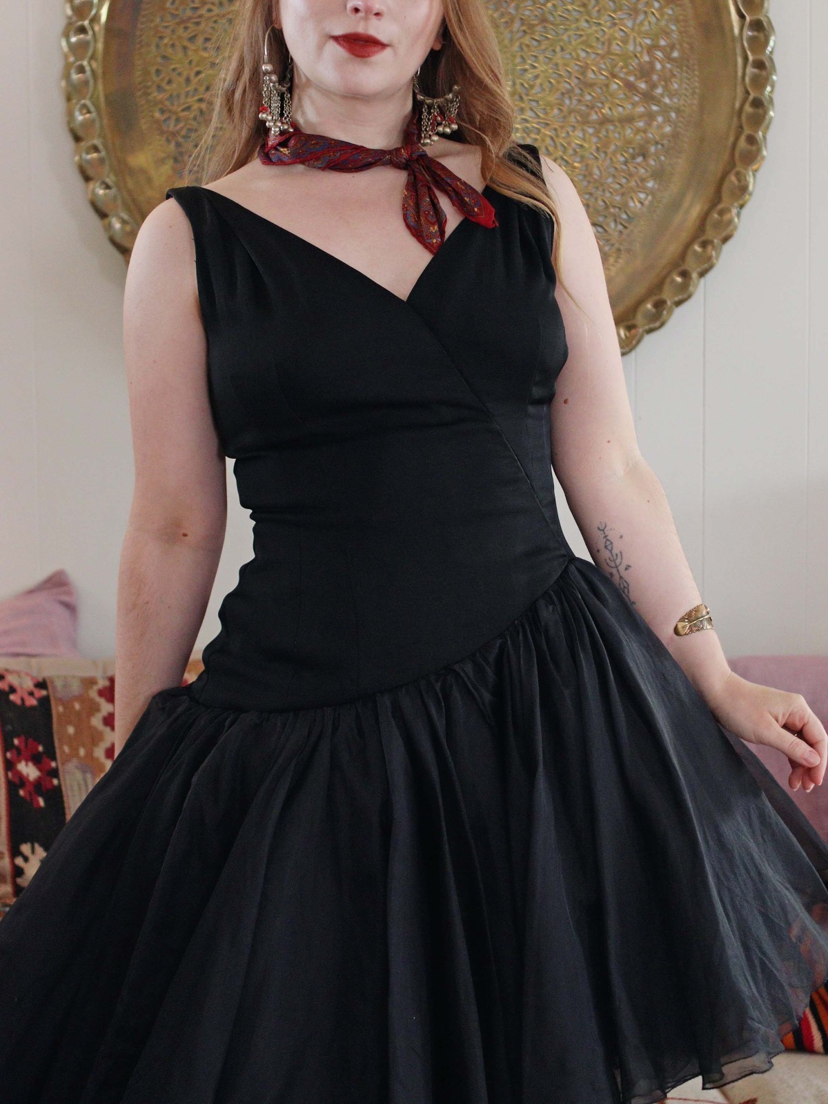 VTG 1950s 60s Mam’selle Ballet Tutu V Neck Cocktail Party Dress Betty Carol esk