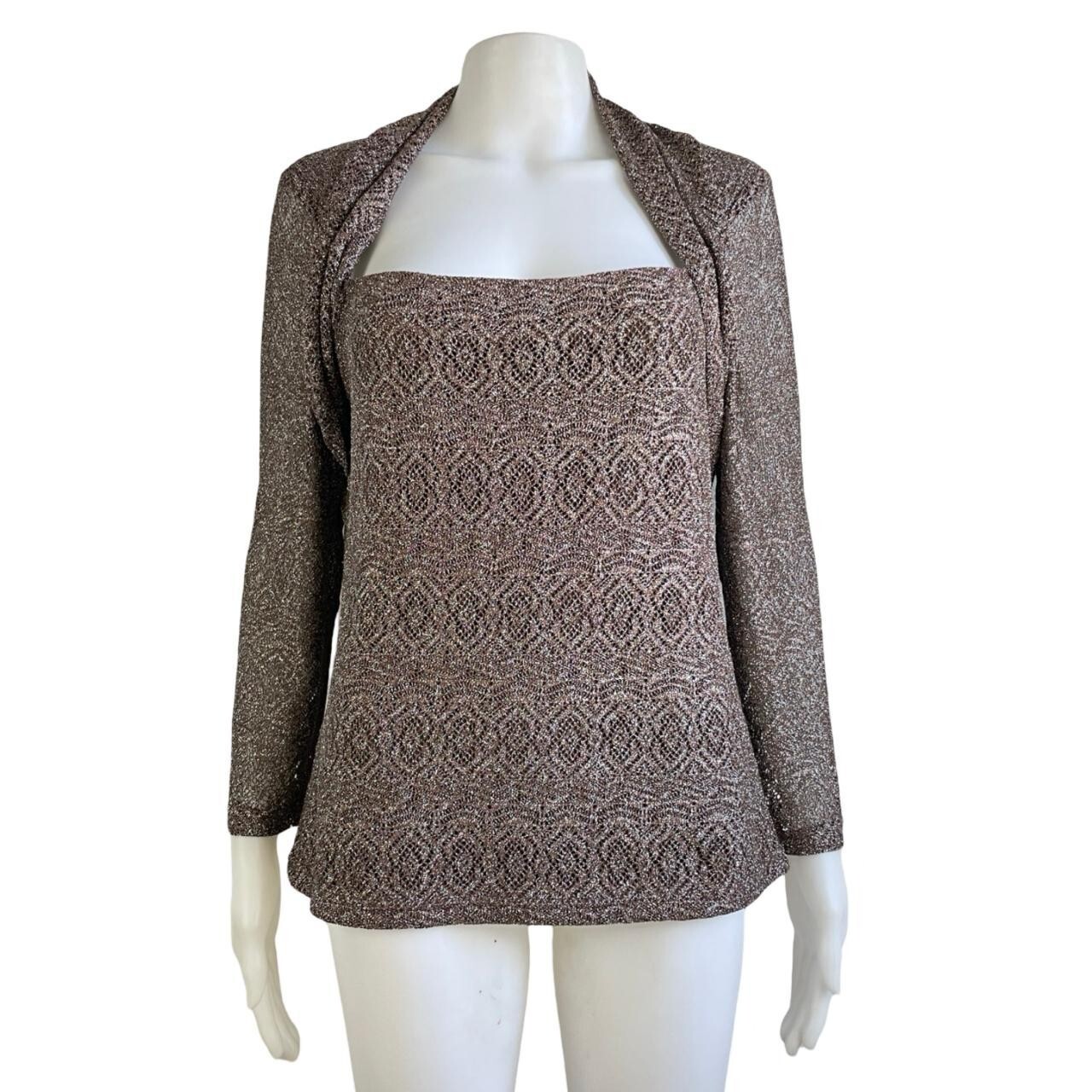 Vintage Metallic Lace Top Size Medium 1990s Joseph Ribkoff Shrug Blouse
