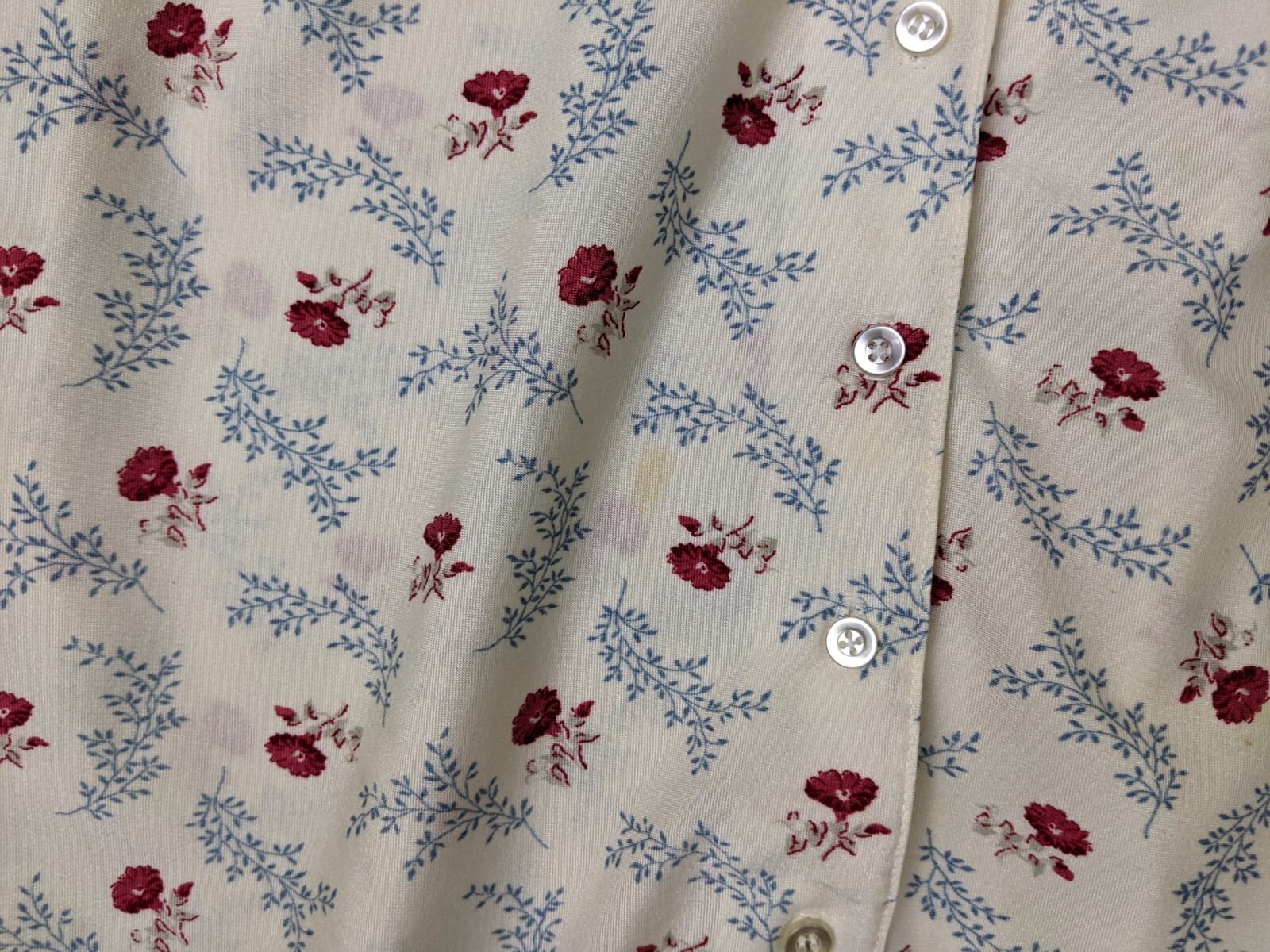 VINTAGE 70s WOMEN’S CREAM FLORAL PRINT NYLON TOP – SHIP’N SHORE – SIZE 14