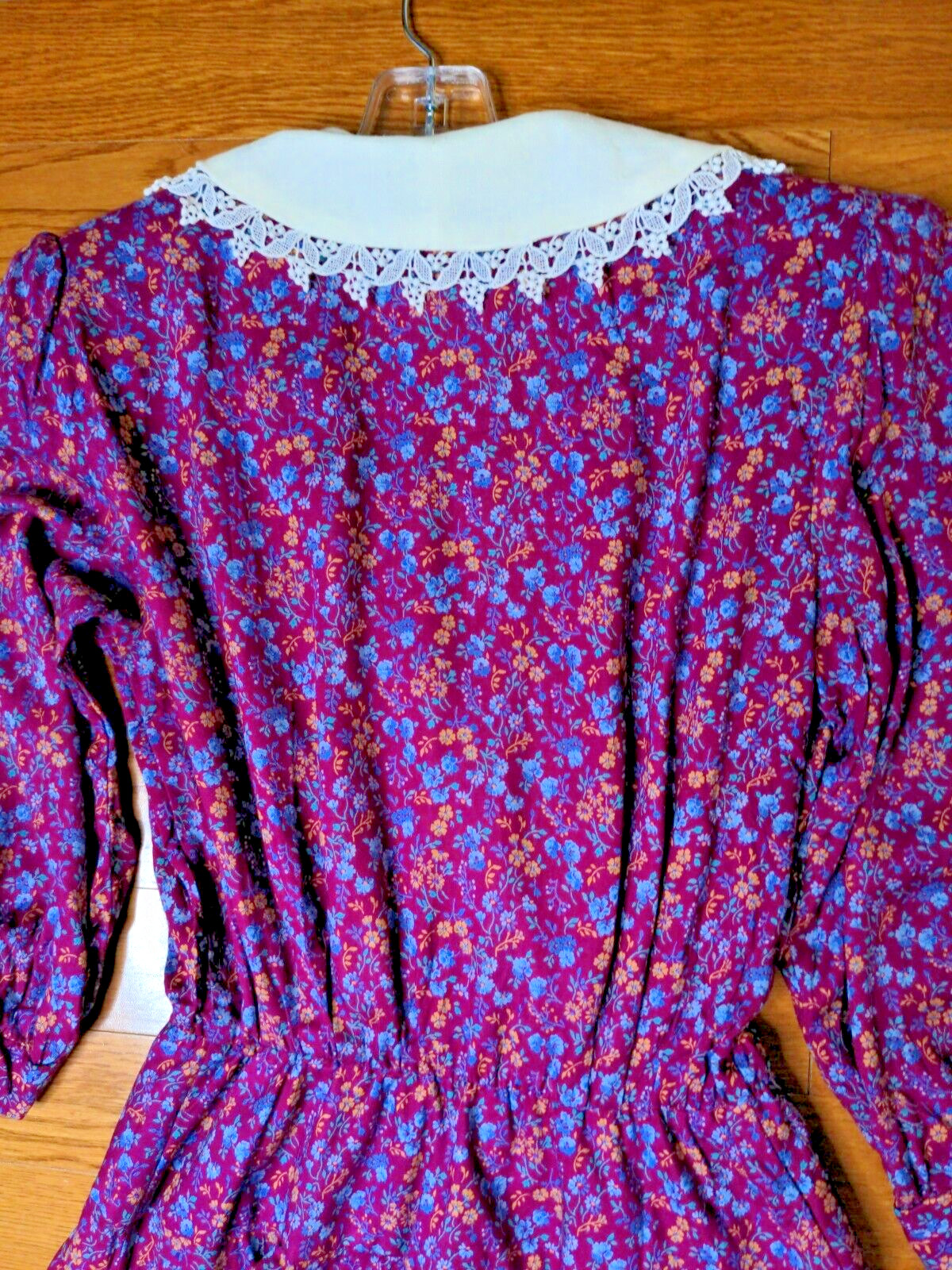 NOS Y2K JSJ Size 10 Secretary Cottagecore Prairie Ditsy Maroon Floral Midi Dress