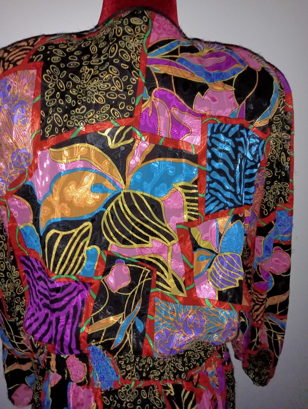 Vintage Diane Freis Georgette Maxi Dress purple turquoise black vibrant Boho