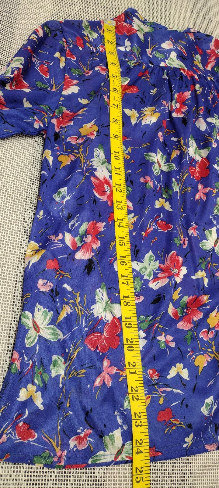 70s Organically Grown Beautiful Blouse Butterflies Watercolor Cobalt Arpeja ART