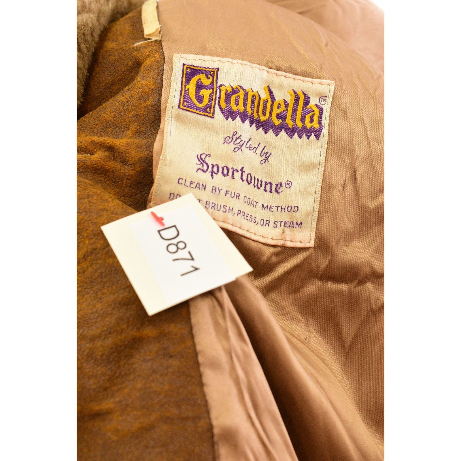 50s Vintage Faux Fur Coat For Women Size 14 Grandella By Sportowne Tan Hippy Coa