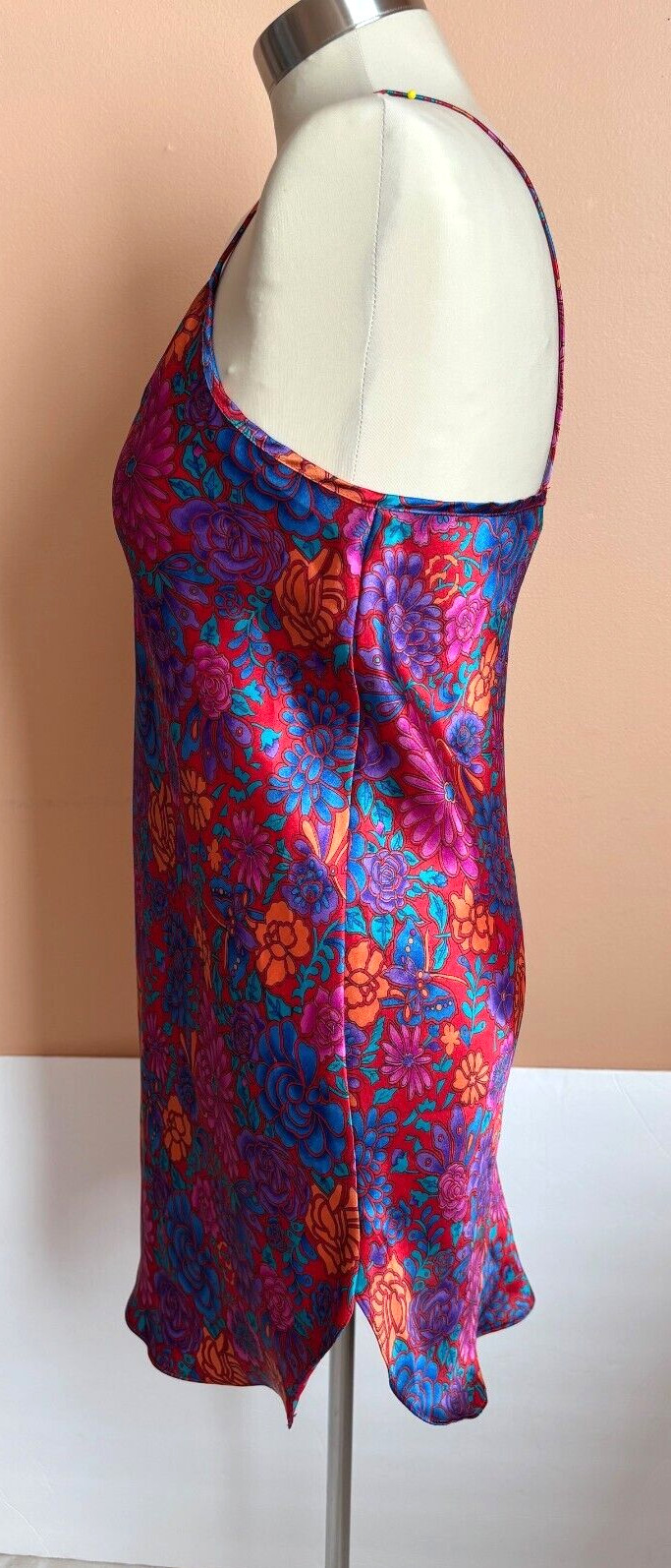 LA INTIMATES Beaux Reves Nightgown Satin Floral Red Purple Blue Vintage Medium