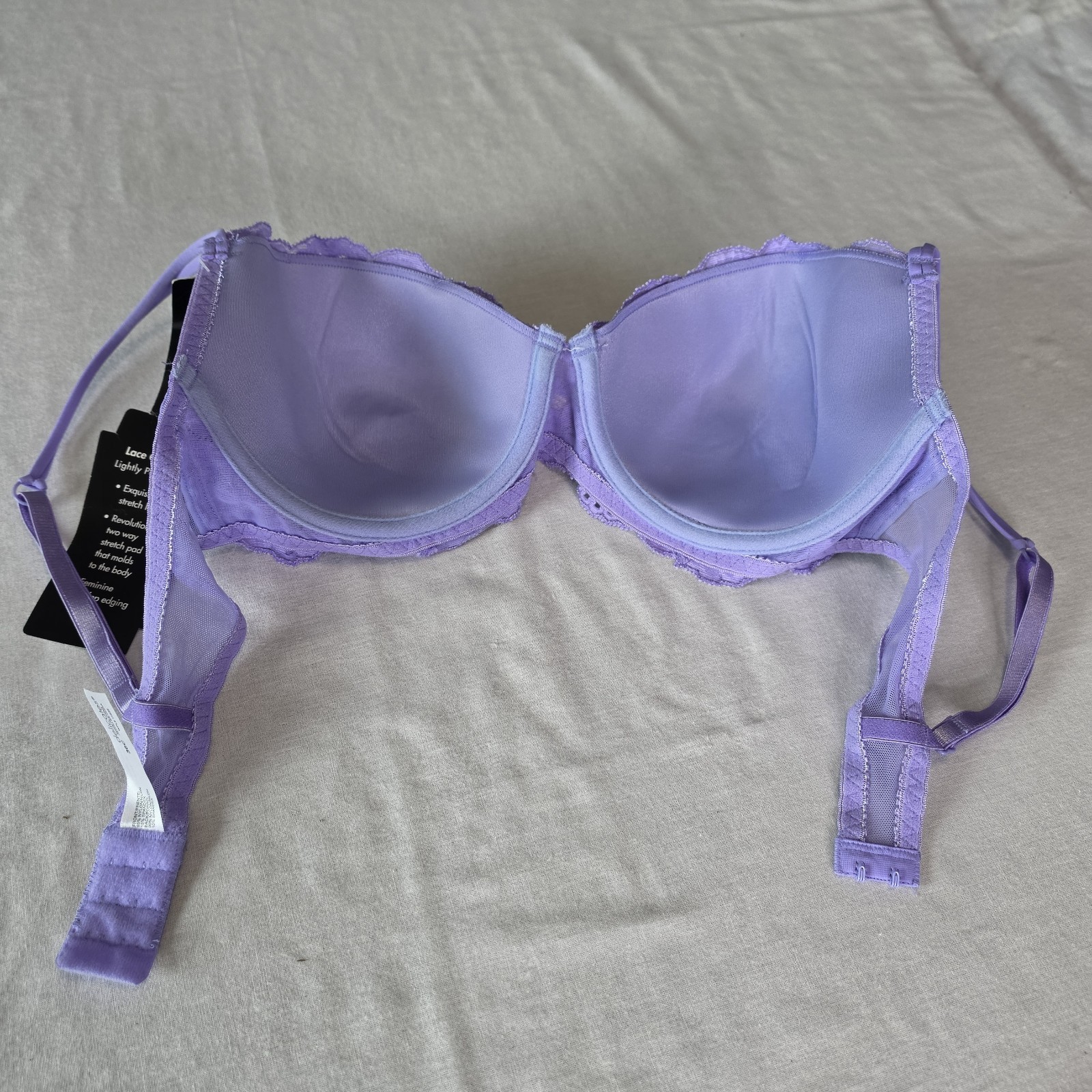 JC Penney Delicates 7320 NWT Violet Lace Underwire Lightly Padded Demi Bra 36C