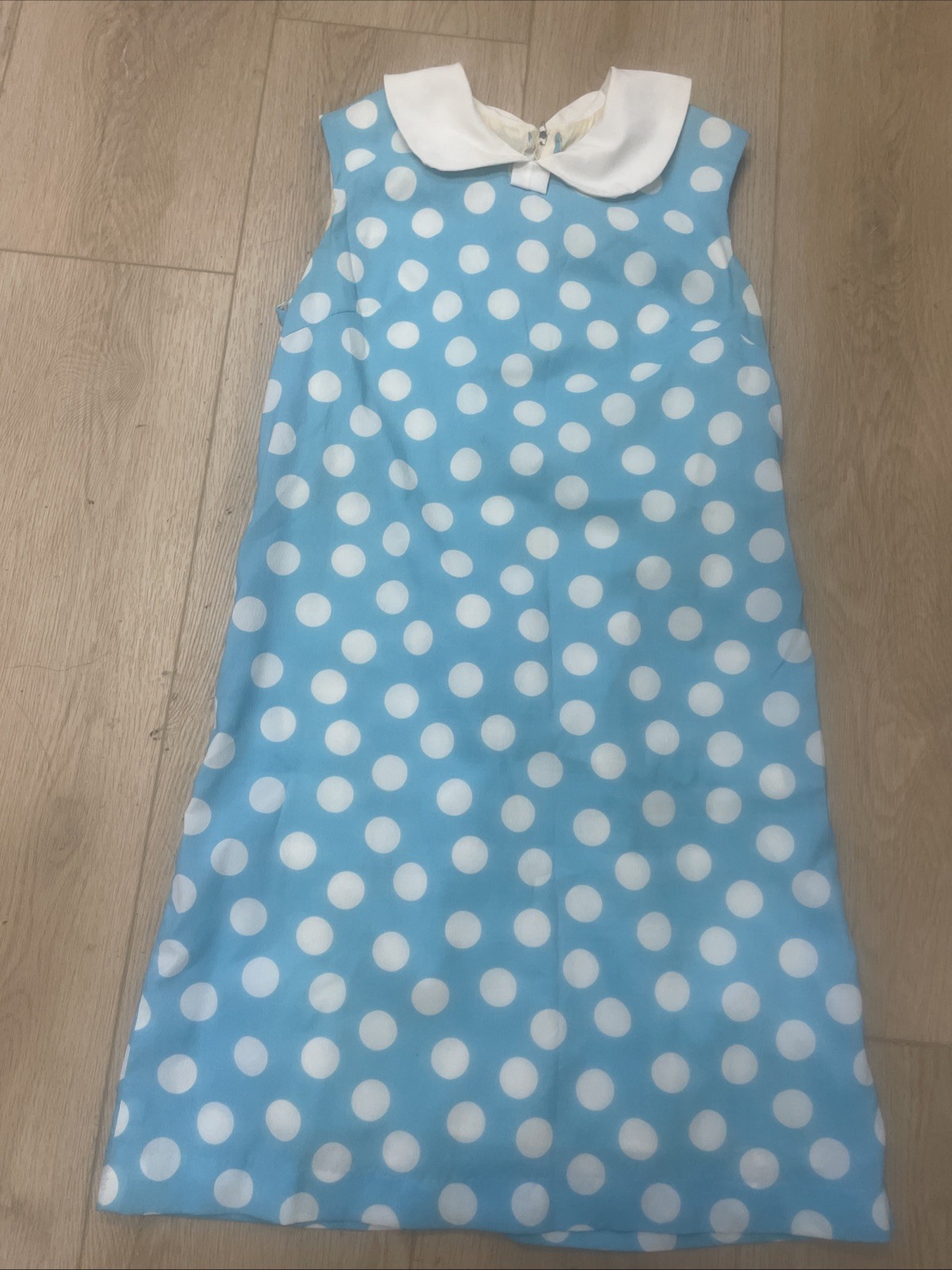 Fritzi Dress Turquoise + White Polka Dot Sleeveless Mini Shift Dress Sz M