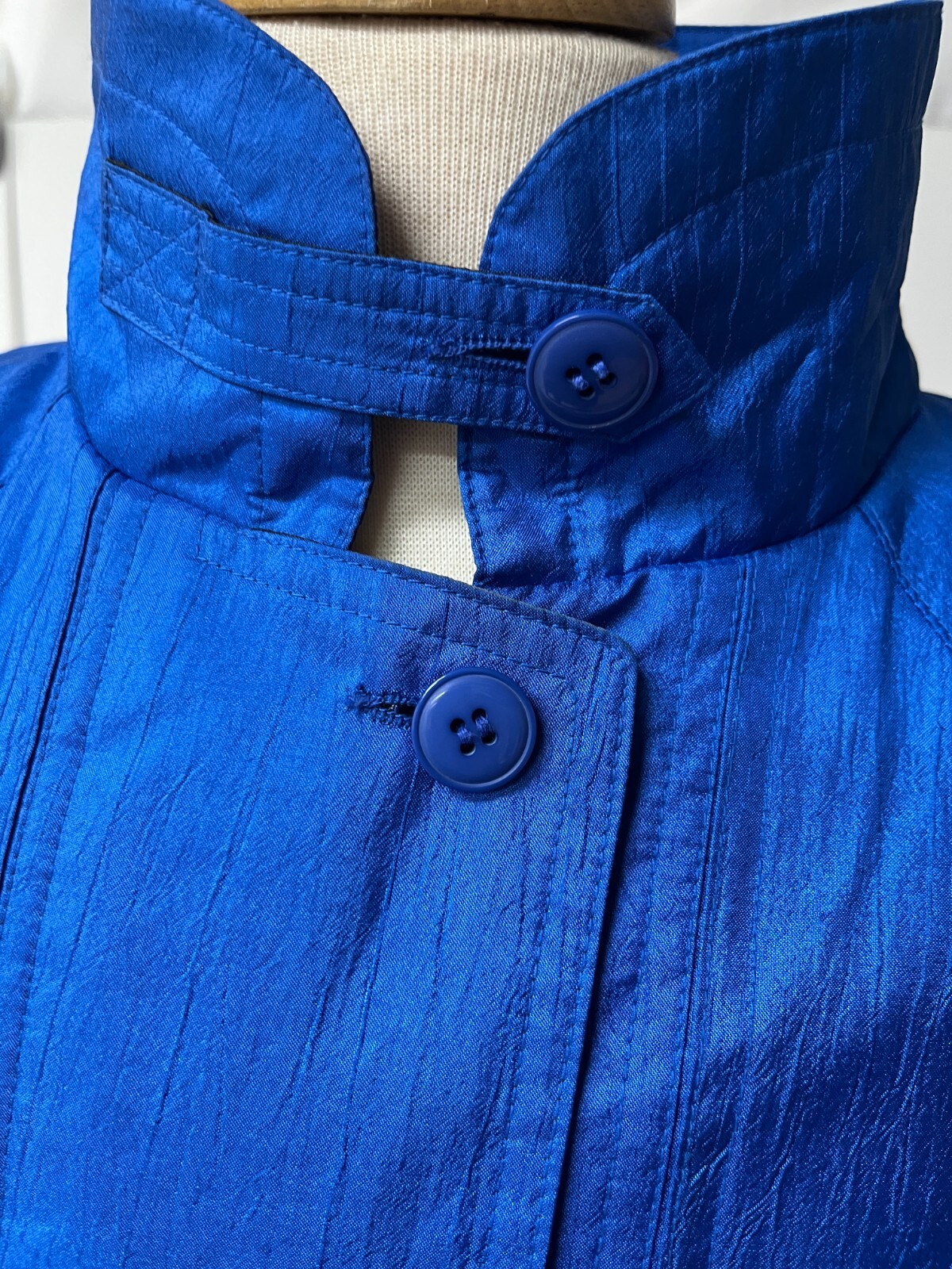 Vintage Raincoat 1980’s Blue Wmn sz 2X Zip Buttons Collar by Coat Collectables