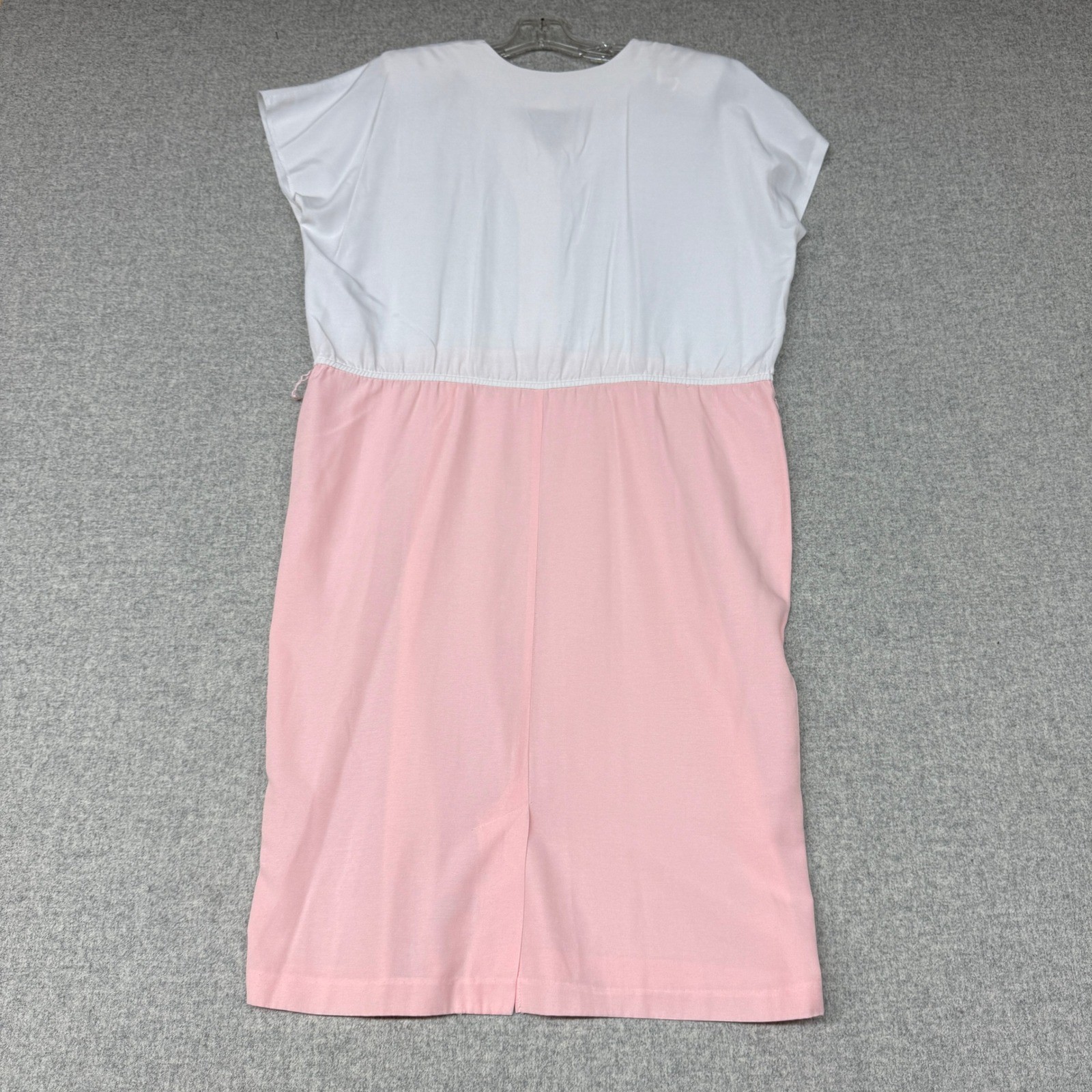 Von Bramlett Vintage Dress Size 16 Average White Peach Pink Pearl Button Midi US