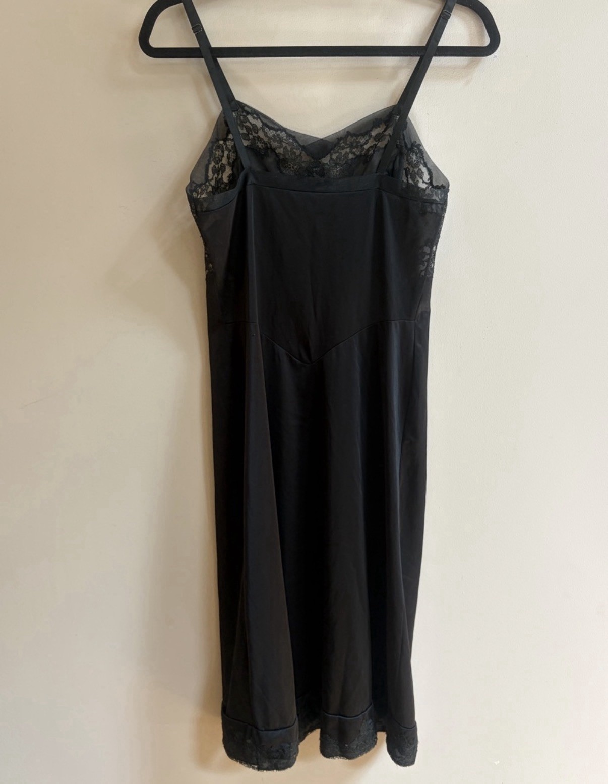 Schiaparelli Slimtite Vintage Mid Century Black Lace Slip Dress Nightie Intimate