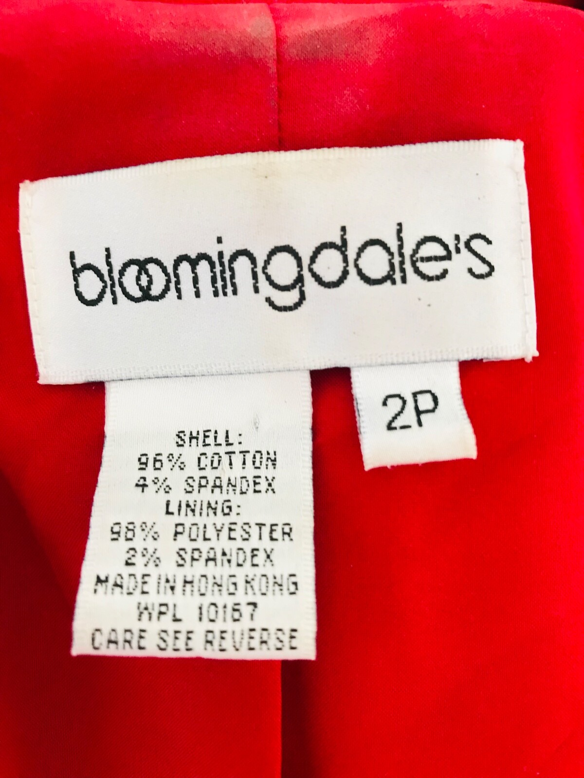 VINTAGE 80s Disco Era BLOOMINGDALES Red VELVET TUXEDO Smoking JACKET Size 2P