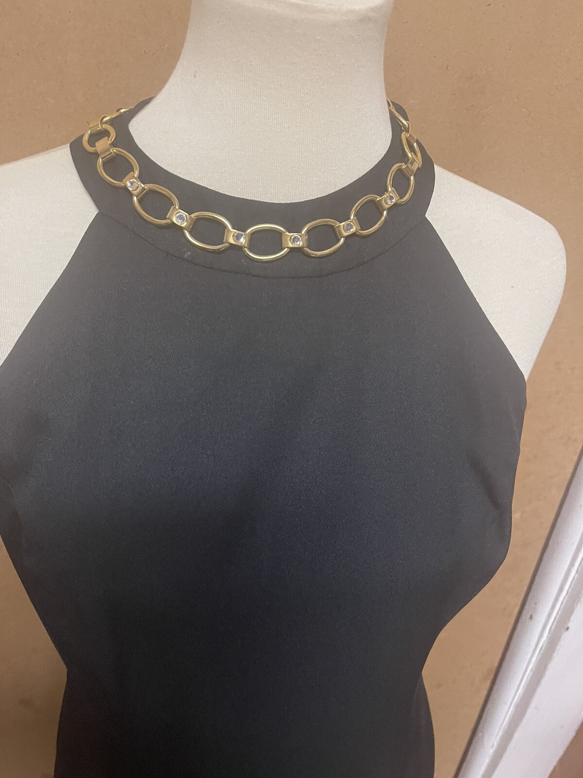 RAMPAGE Size 9 Black Halter Top -Full Length Dress w/Side Slit