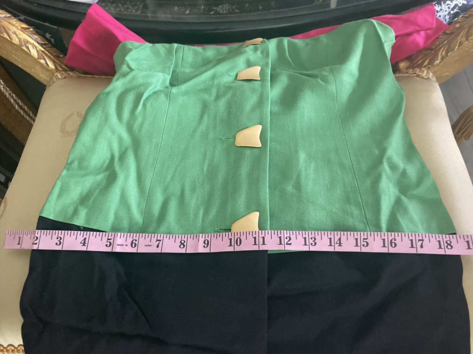 Vintage CONSTANCE SAUNDERS color block dress SZ P 8 Rare Buttons
