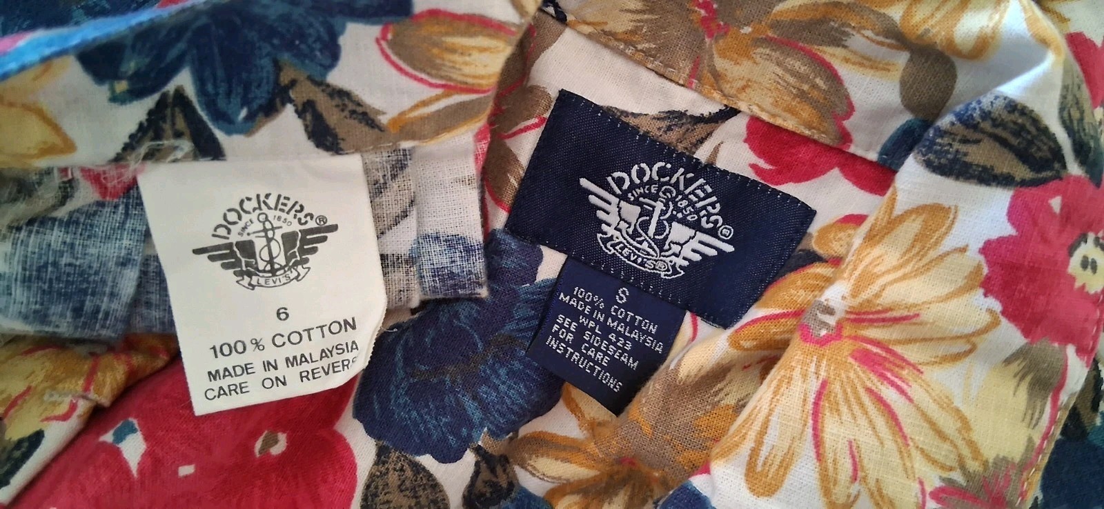 VTG Dockers 2Pc Pleated Skirt Button Up Top Floral Dress Outfit Size Small/XS