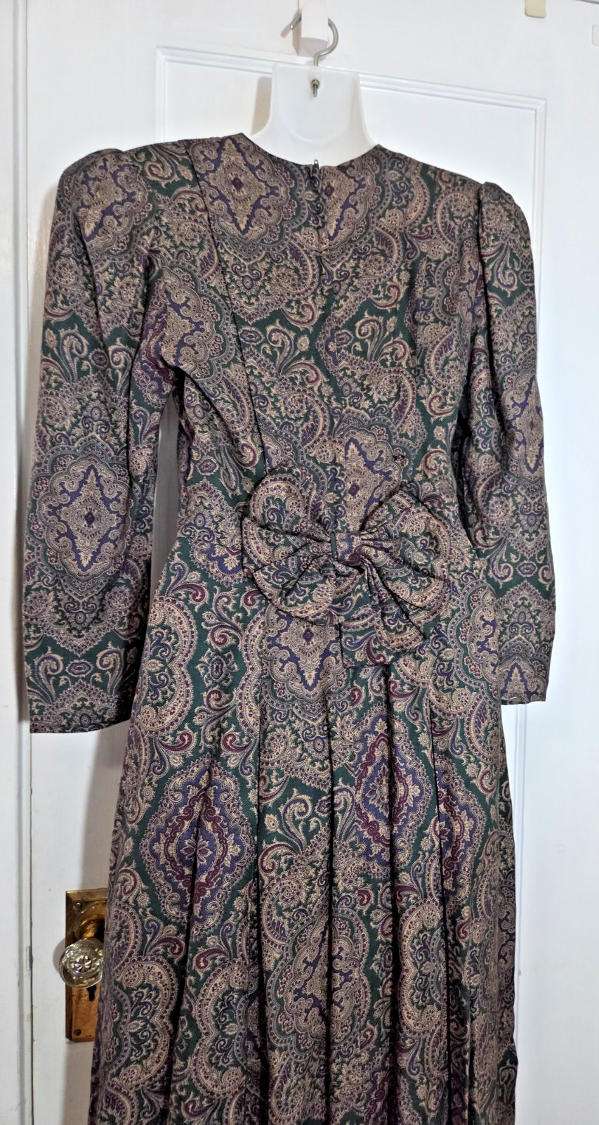 Vintage SCOTT McCLINTOCK Floral Midi Dress Lace Bib Victorian Cottagecore Size 4