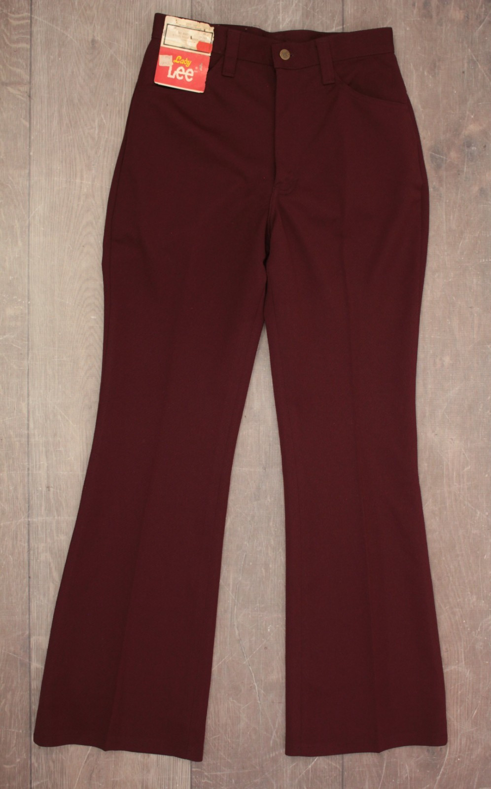 VTG Women’s 70s NOS Dark Burgundy Lady Lee High Waist Pants 30″ 1970s Polyester