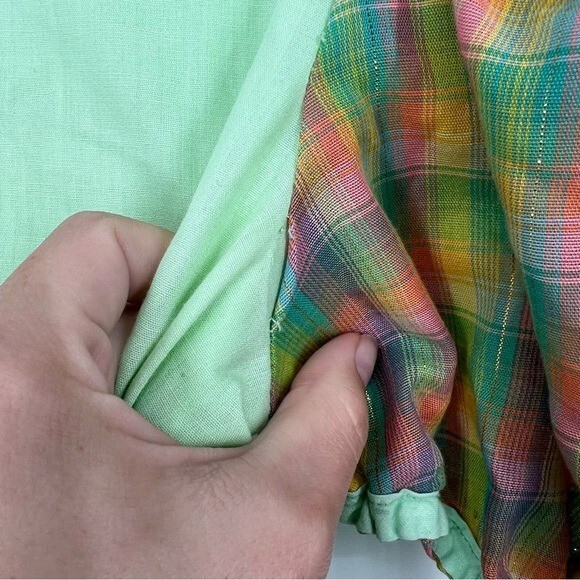 Vintage Nu-U Green and Metallic Plaid Square Dancing Swing Dress