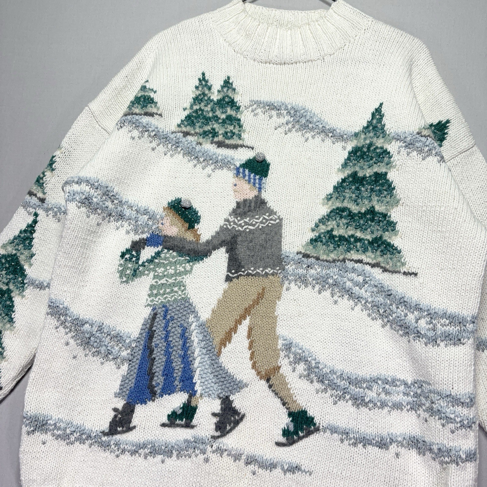 VTG Marisa Christina II Chunky Knit Sweater – 1995 XMAS Collection Ice Skating