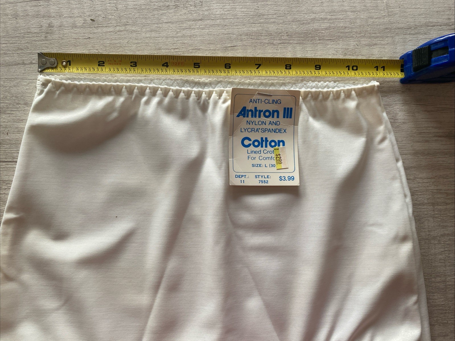 NOS Vtg White Antron III Nylon Spandex Anti Cling #7552 Brief Panty Size L (30)