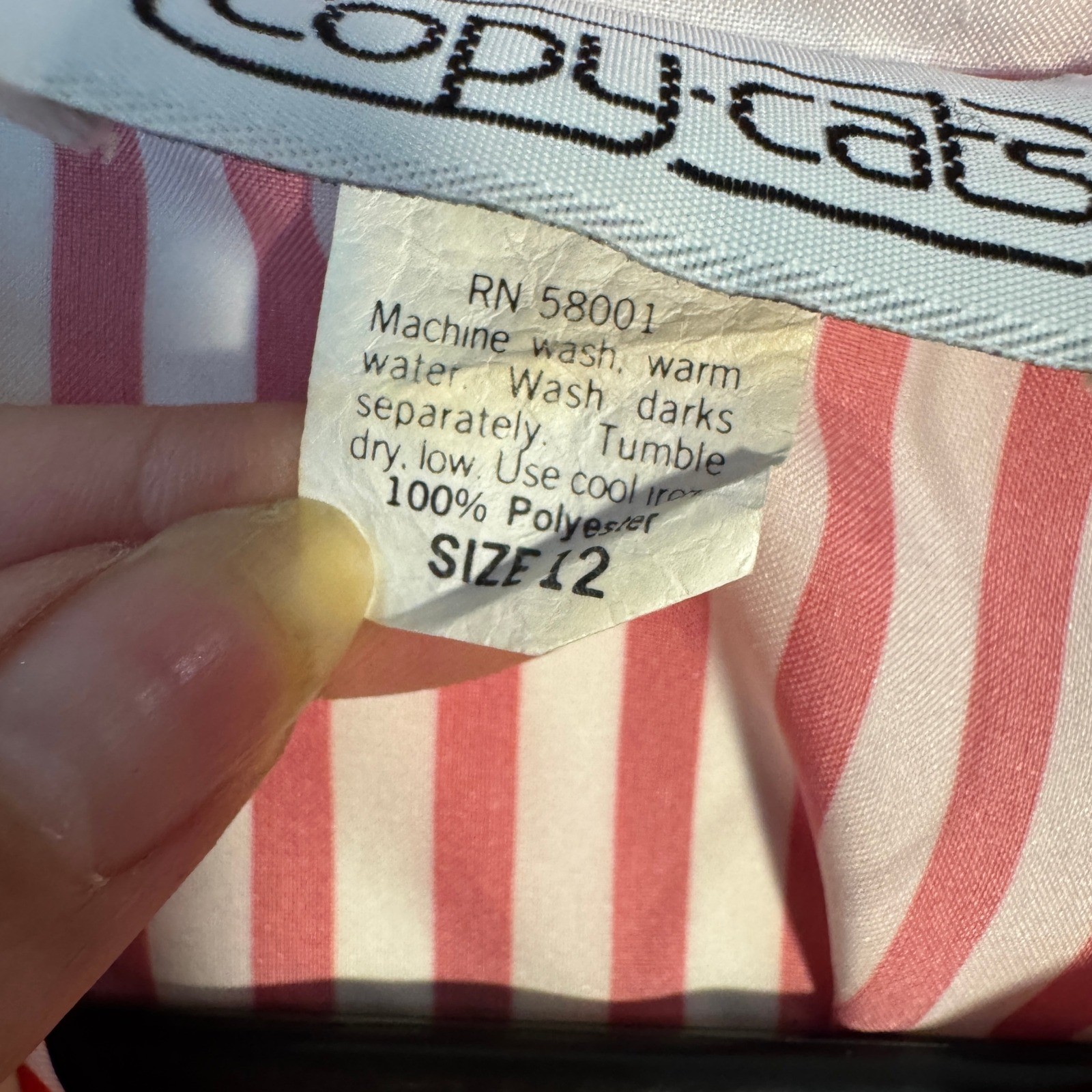 Copy-Cats True Vintage 70s Red White Striped Button Down Blouse sz 12 Preppy