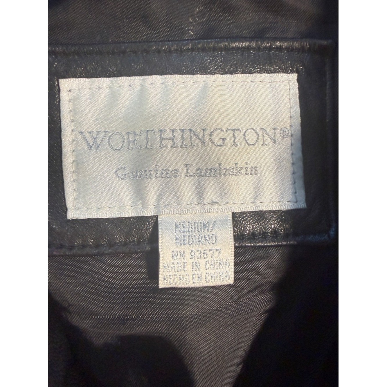 Vintage Worthington Black Genuine Lambskin Leather Jacket M 90s Minimalist