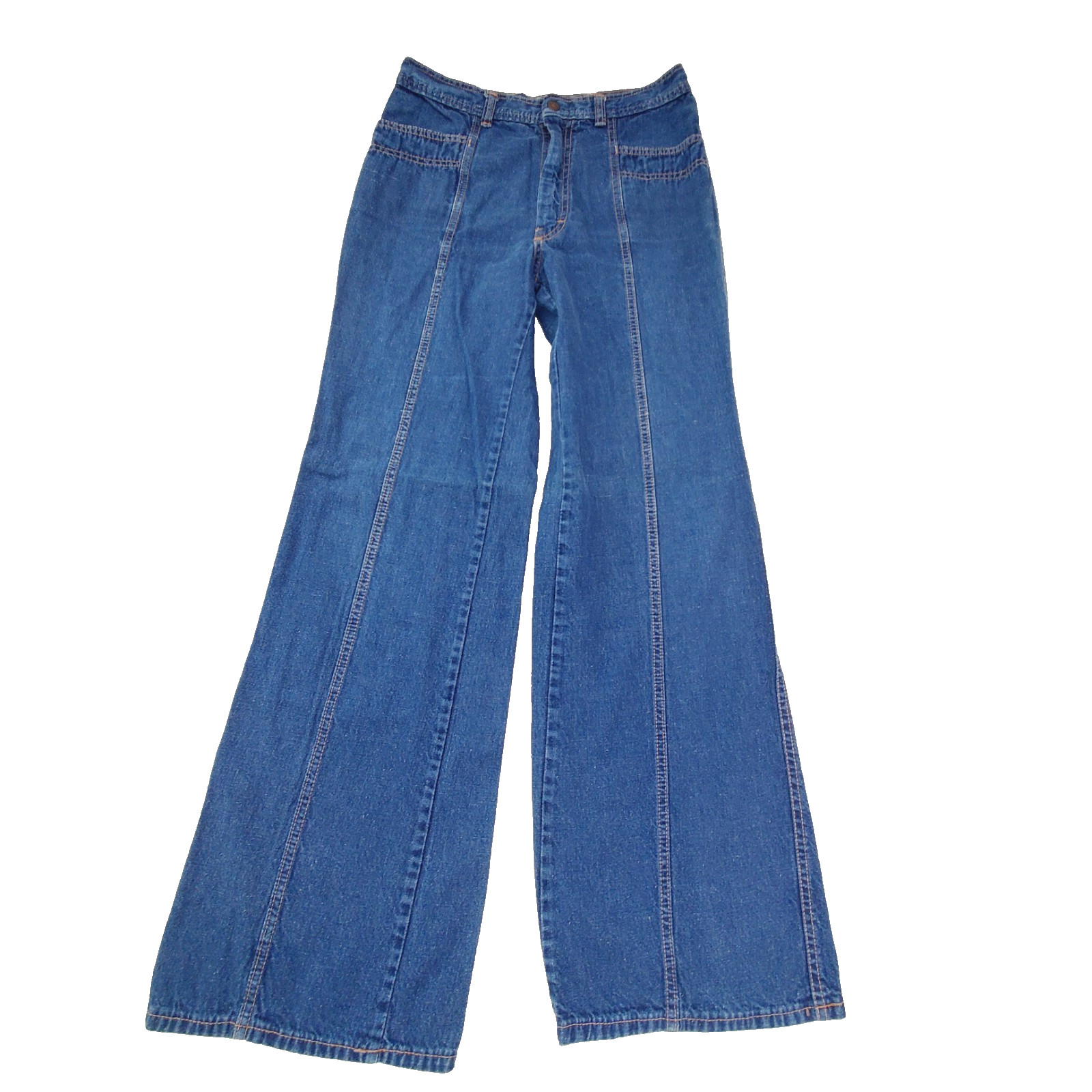 Vintage Male Slacks Jean 28×31 10” Bell Bottom Flare Leg Blue Women’s Pant 60s