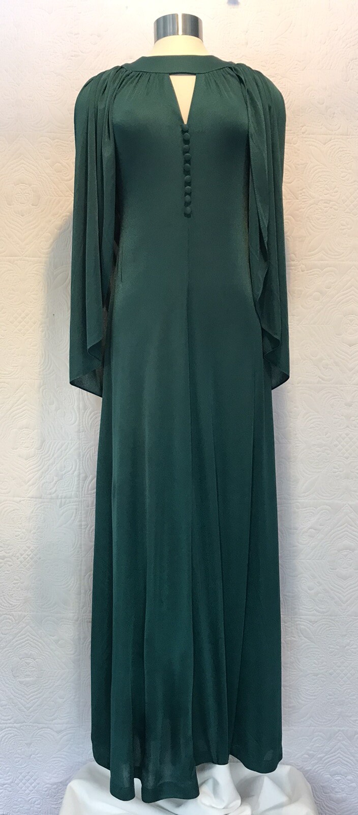 Vintage 70s Halter Maxi Dress With Capelet Green 9/10 Boho Disco Awesome!