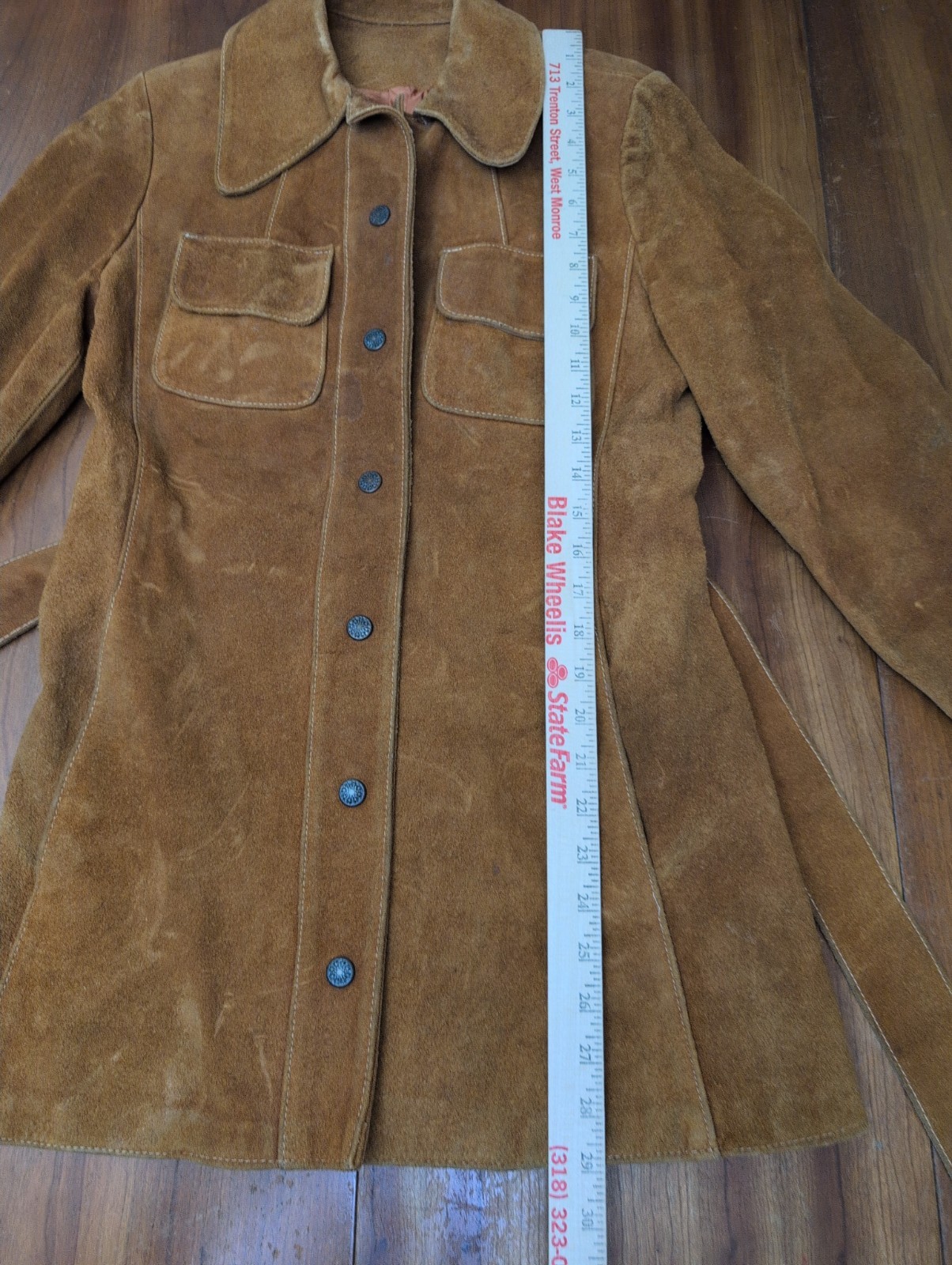 Vintage Tan Suede Hippy Boho Western Gothic Belted Safari Jacket 70s Women S
