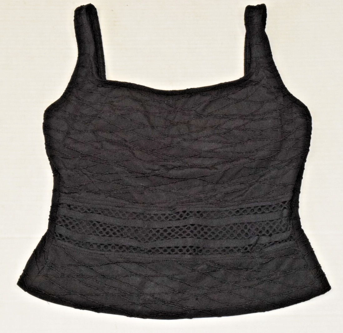 Vintage Swimsuit Top Mainstream Size 8 80s Black Sheer Stripe Made Canada