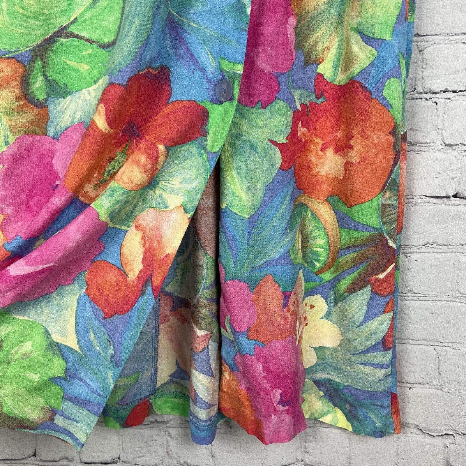 Vintage Sea Suns Watercolor Floral Tropical Beach Button Maxi Skirt & Top Set XL
