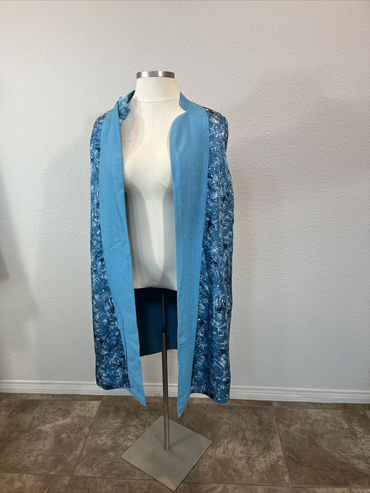 Hairspray 50s Women’s Coat 43” Aqua Blue Silk Lined Coat 40s 60s Mrs Doubtfire