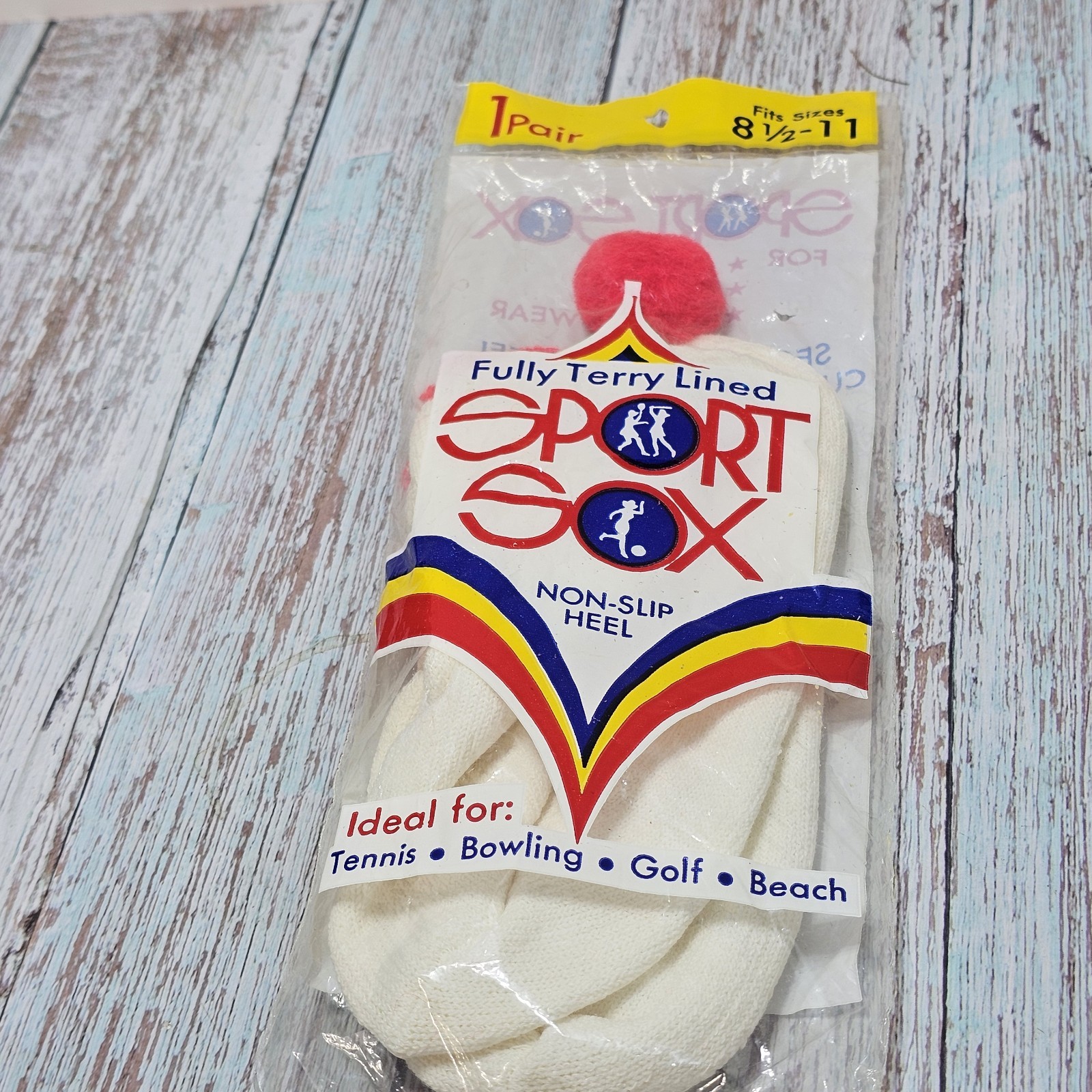Vtg NOS Pom Pom Ankle Sport Socks RED POMS In Original Package Sport Sox
