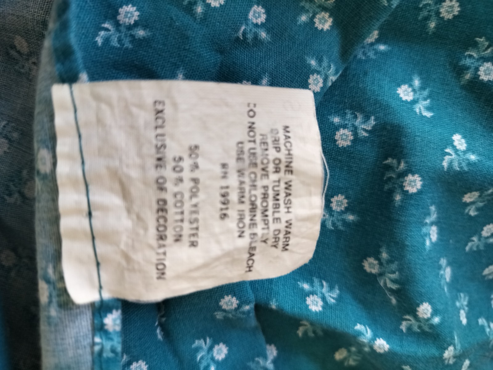 Vintage 1970s A Nancy Frock Teal Floral House Dress Lounger Plus Size 18
